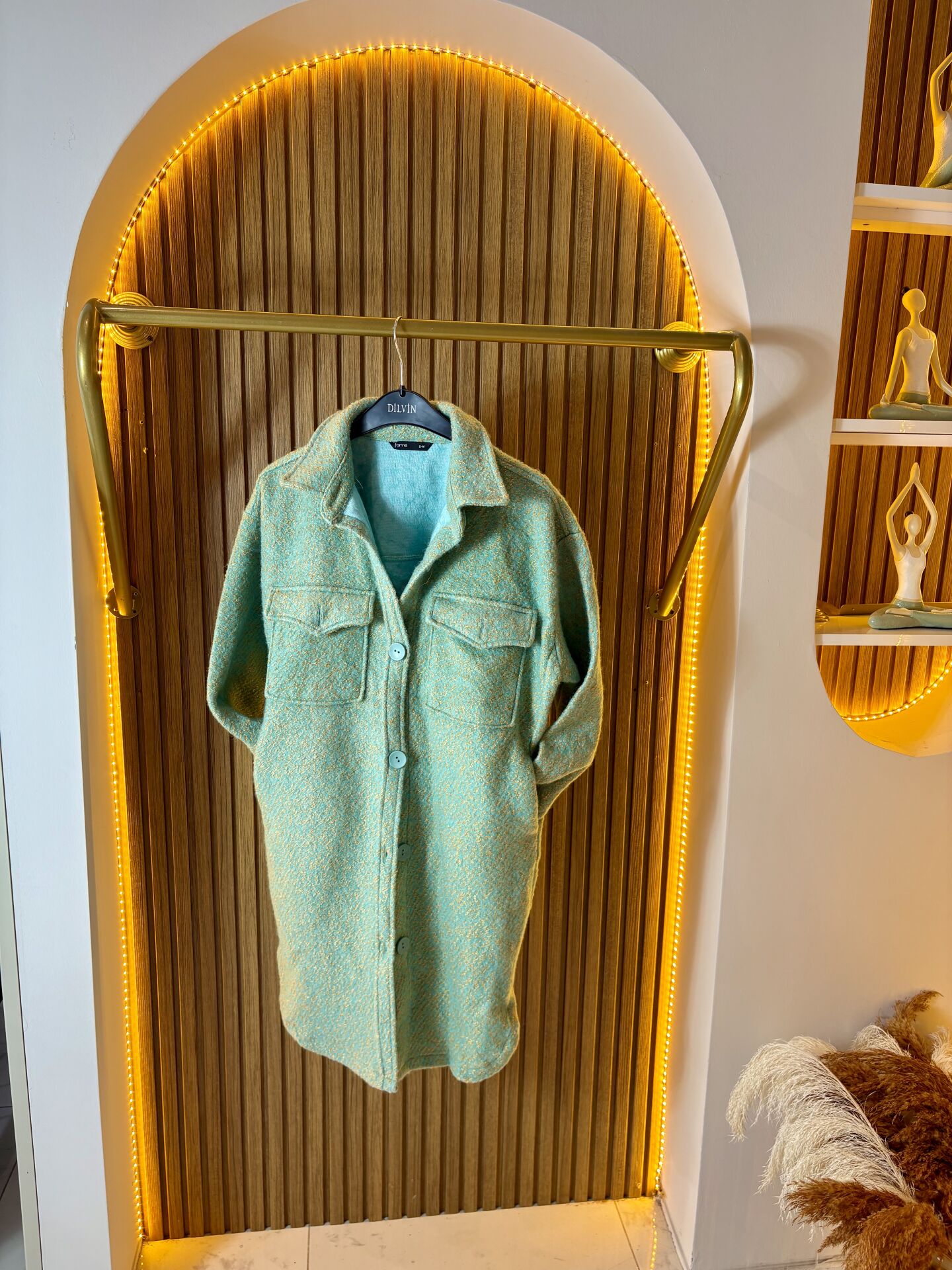 Su Yeşili Parıltılı Ceket Kap