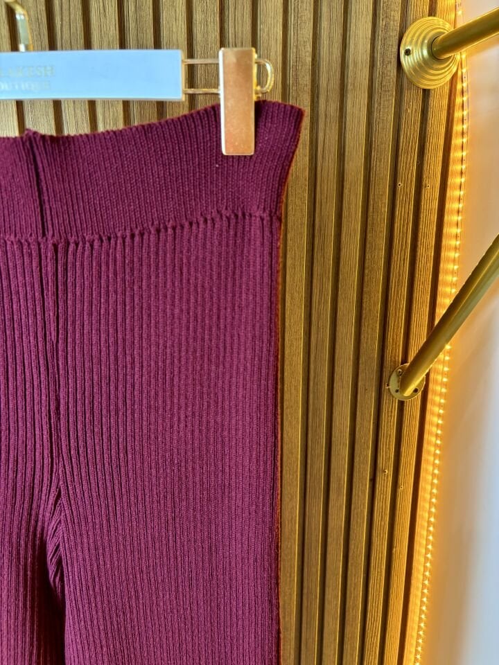 Bordo Kalın Triko Pantolon