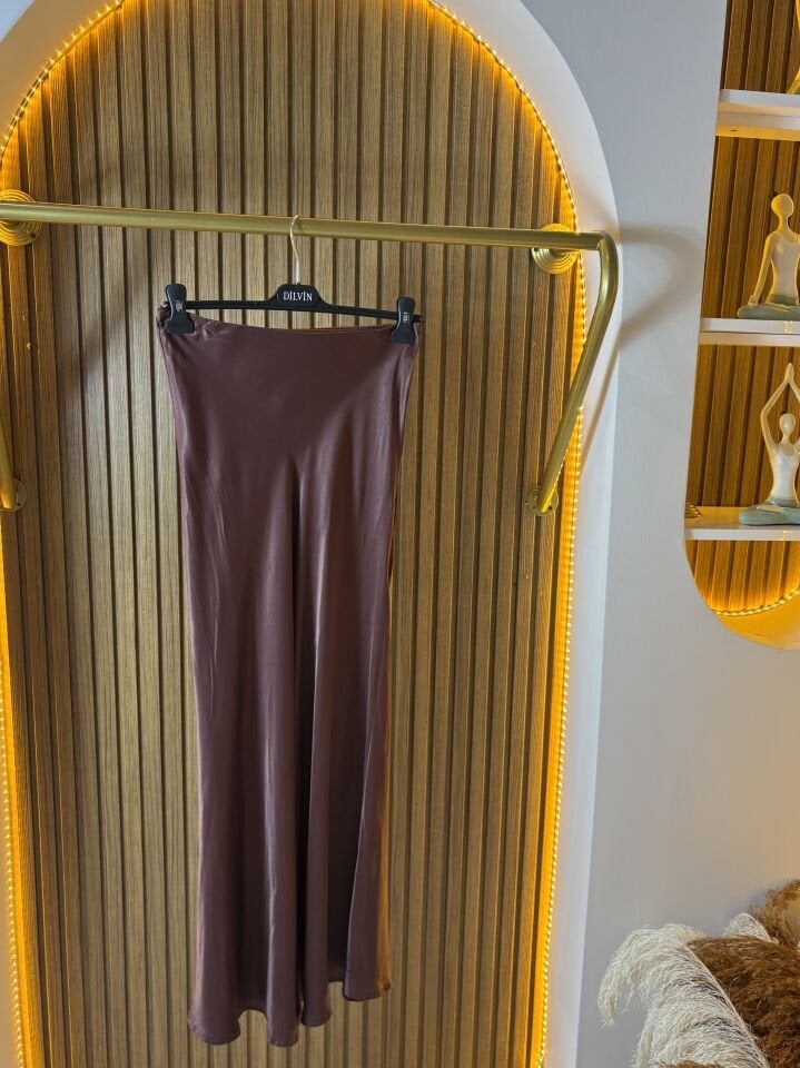 Kahverengi Uzun Saten Etek