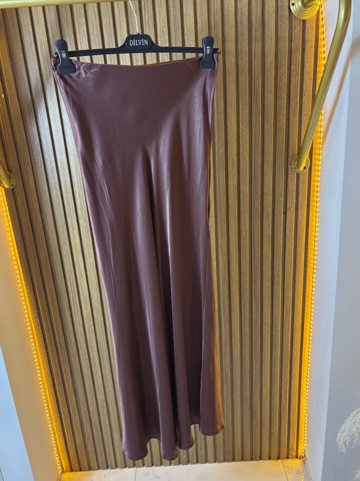 Kahverengi Uzun Saten Etek