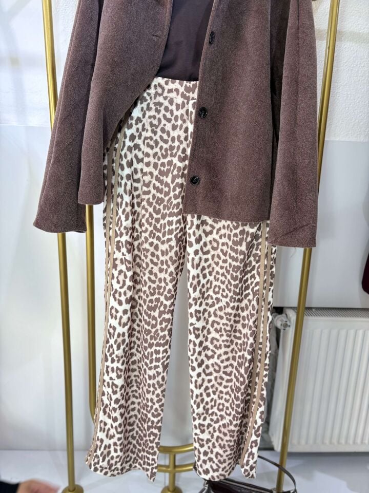 Leopar Detaylı saten Pantolon