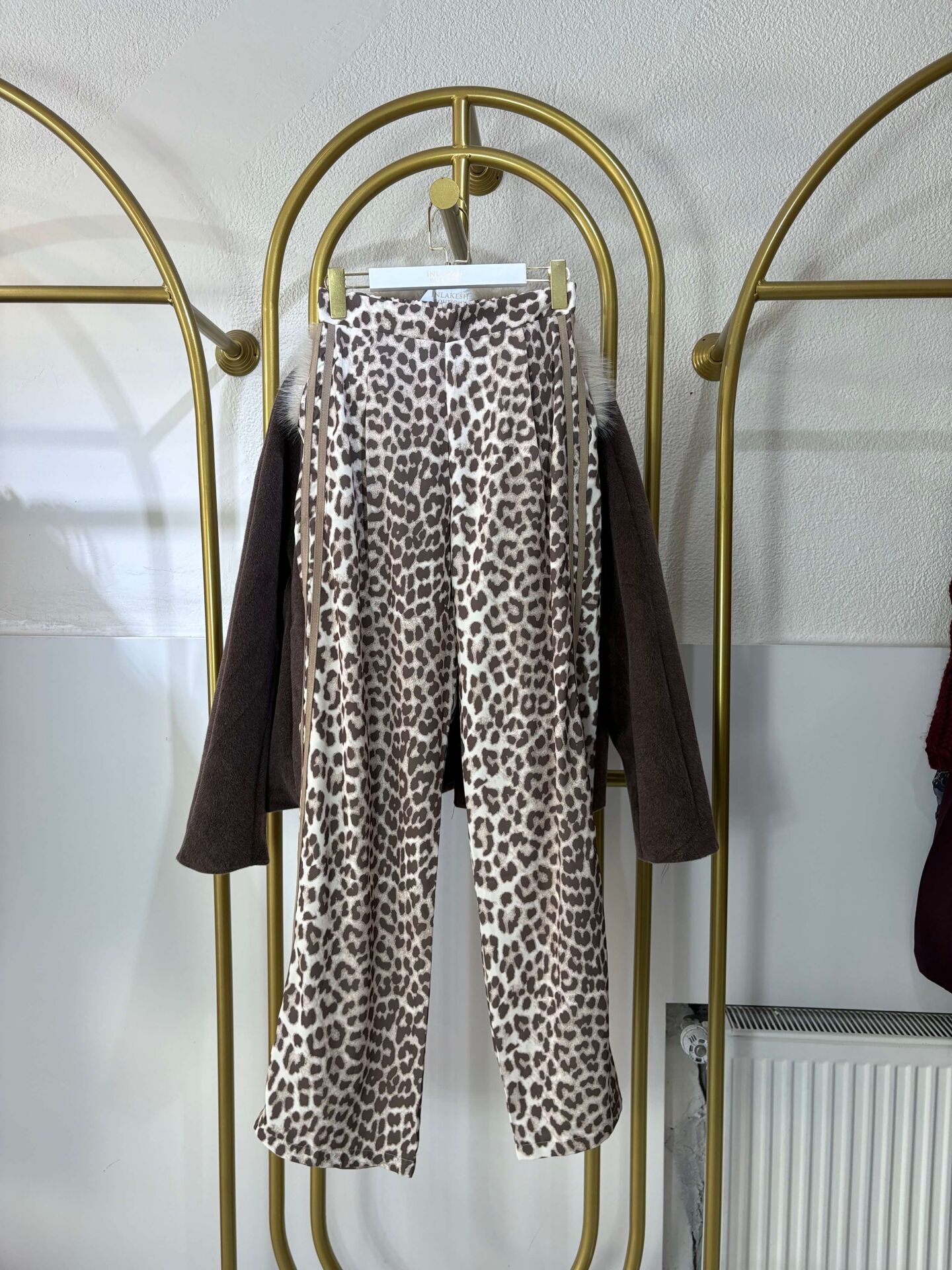 Leopar Detaylı saten Pantolon