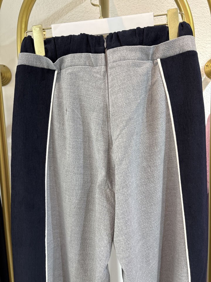 Şerit Garnili Bağcıklı Bol Paça Pantolon Gri