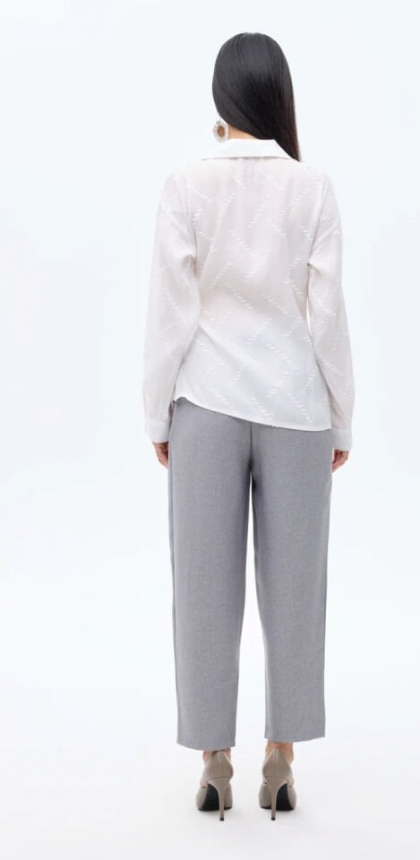 Toka Aksesuarlı Kruvaze Bluz Ekru