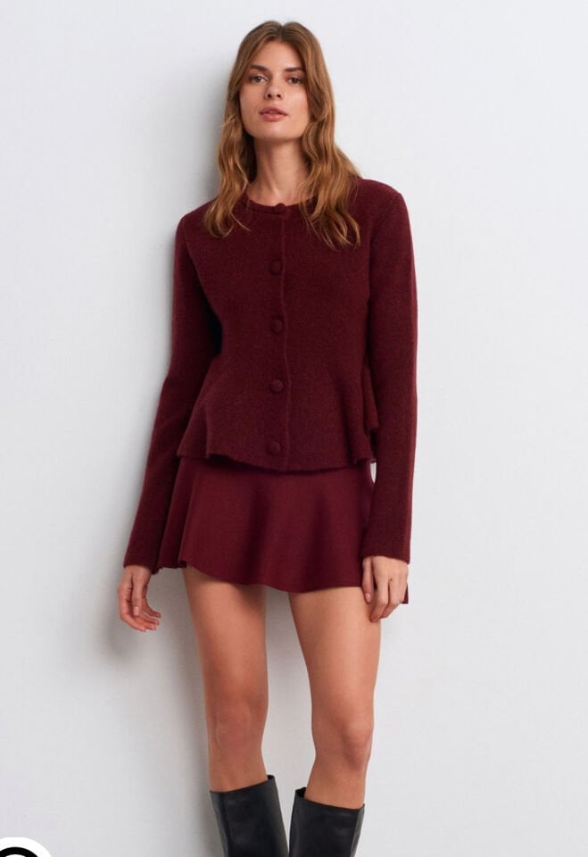 Yumuşak Dokulu Peplum Düğmeli Triko Hırka