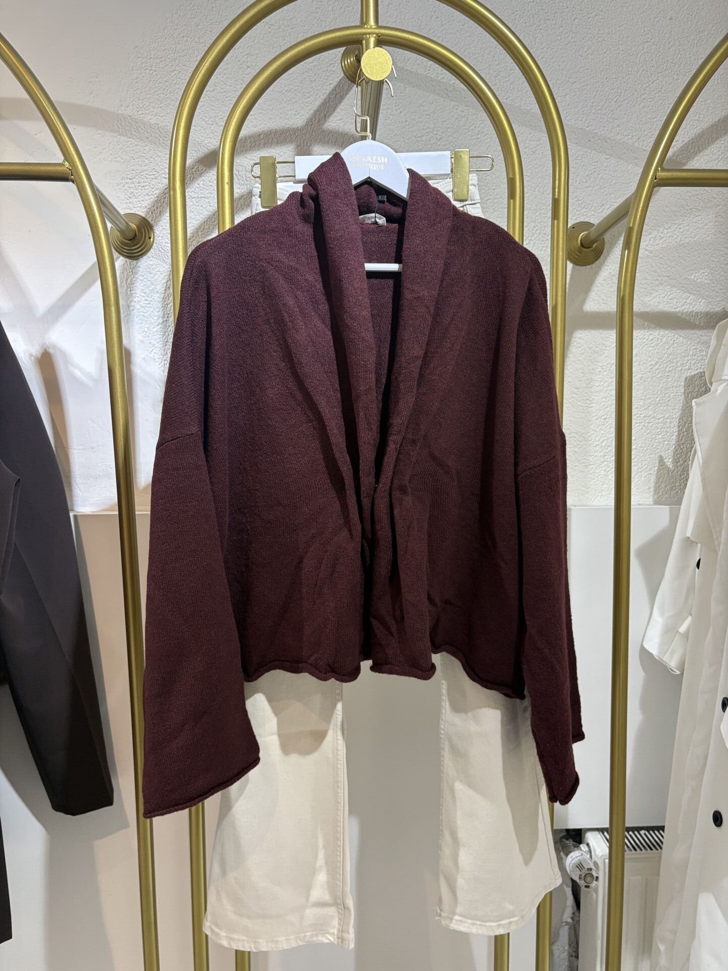 Bordo  Tek Düğmeli Salaş Hırka