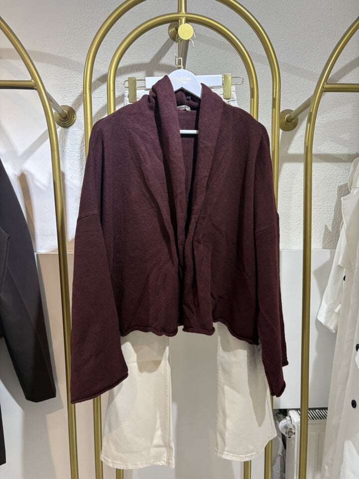 Bordo  Tek Düğmeli Salaş Hırka