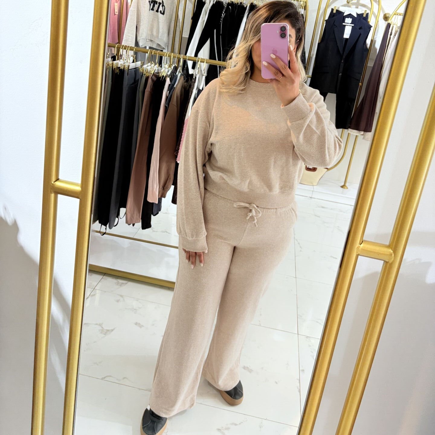 Yumuşak Dokulu Geniş Paçalı İkili Takım