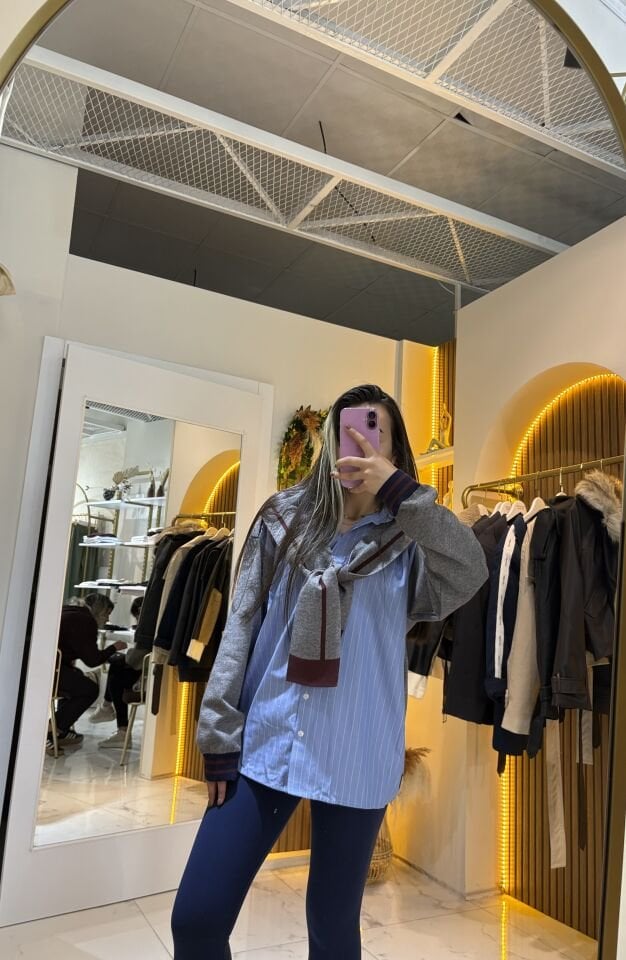 Orjinal Marka Muadili Gömlekli Triko Kazak – Şık ve Modern Kombin Parçası