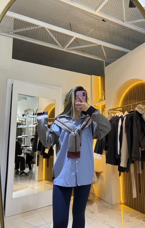 Orjinal Marka Muadili Gömlekli Triko Kazak – Şık ve Modern Kombin Parçası