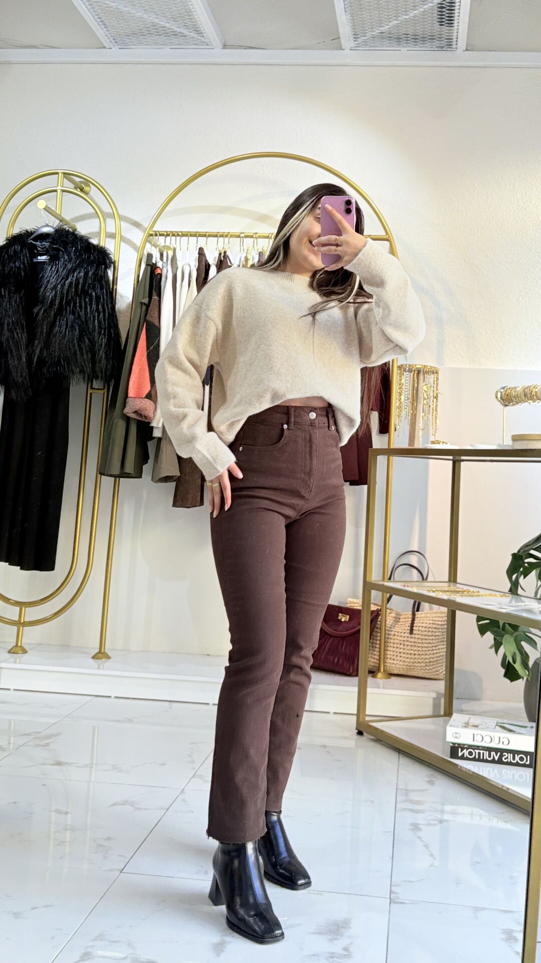 Bisiklet Yaka Yumuşak Dokulu Triko Kazak-Bej rengi