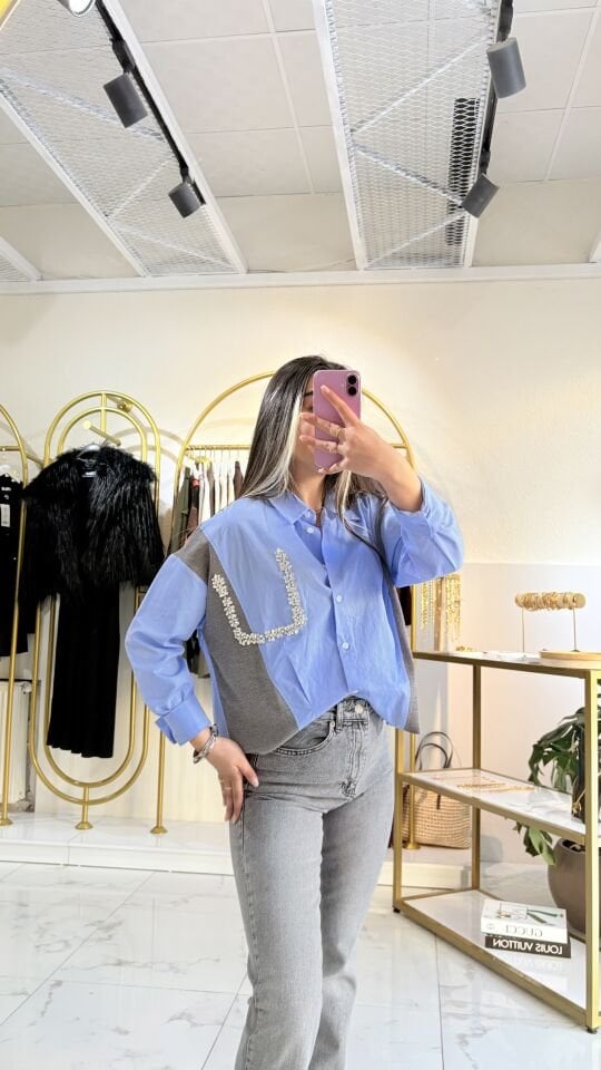 Triko Mix Cep İşlemeli Gömlek