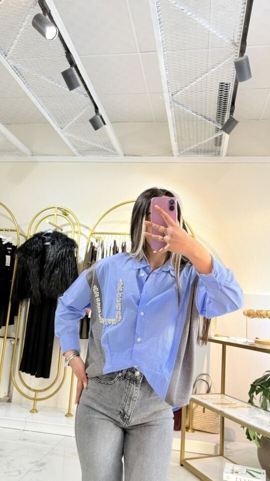 Triko Mix Cep İşlemeli Gömlek