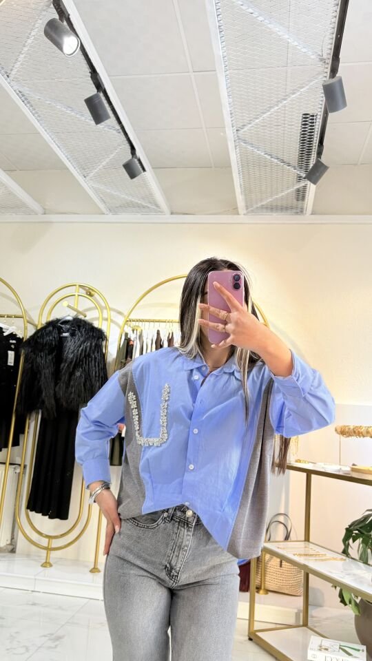 Triko Mix Cep İşlemeli Gömlek