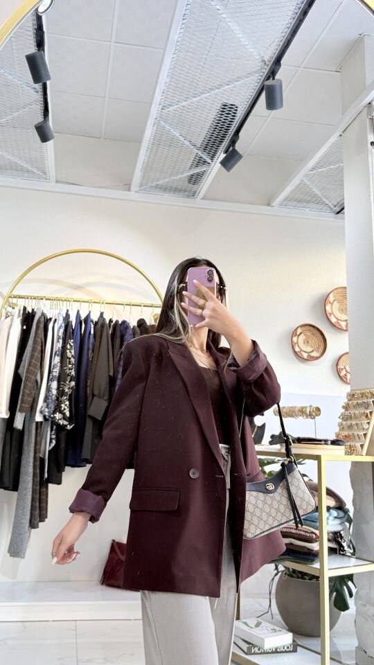 Blazer Ceket-Bordo