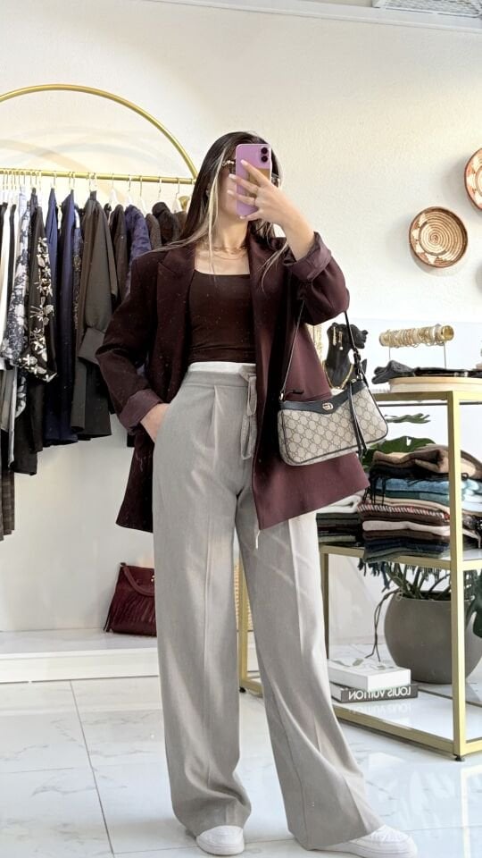 Blazer Ceket-Bordo