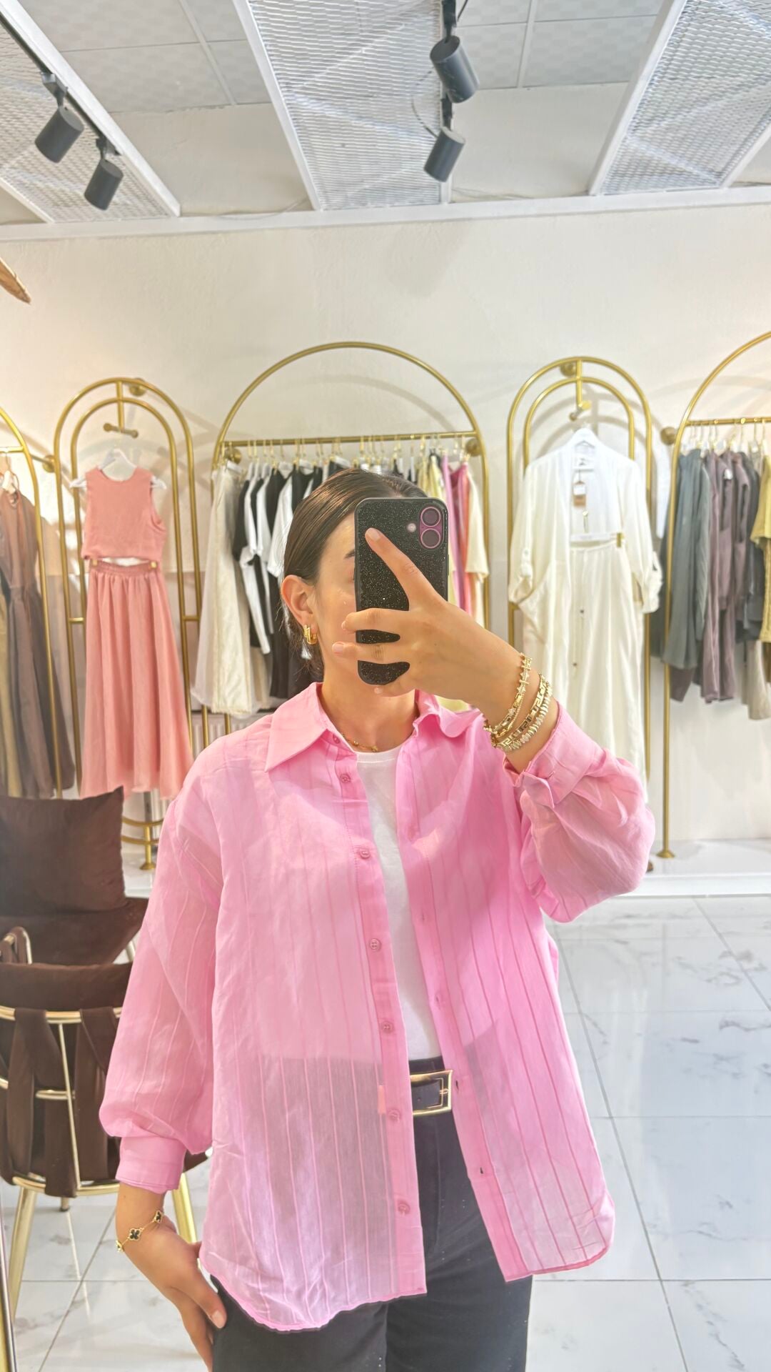 PEMBE ÇİZGİLİ GÖMLEK