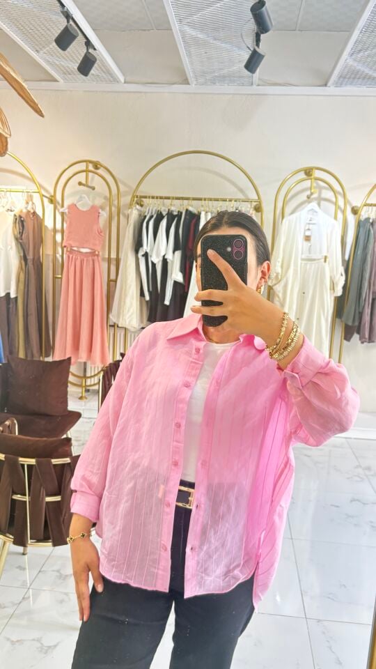 PEMBE ÇİZGİLİ GÖMLEK